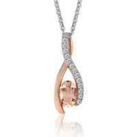 10K Rose Gold Diamond And Morganite Pendant (0.05 Cttw, G-H Color, I2-I3 Clarity)