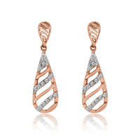10K Rose Gold Diamond Wave Drop Earrings (0.1 Cttw, G-H Color, I2-I3 Clarity)