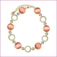 14K Gold Plated Pink Rose Opal Bracelet