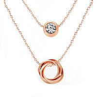 18K Rose Gold Plated Double Layers Pendant Necklace