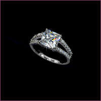 18K White Gold Plated Princess Cut 2.25 Carat Cubic Zirconia Ring