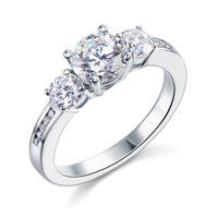 925 Sterling Silver 1.5 Carat 3 Stone Created Diamond Ring (1.25 Cttw, G-H Color, I2-I3 Clarity)