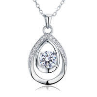 925 Sterling Silver 1 Carat Water Drop Created Diamond Pendant (1 Cttw, G-H Color, I2-I3 Clarity)