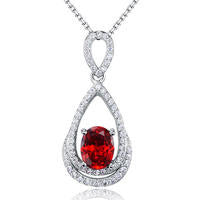 925 Sterling Silver 2 Carats Created Ruby Pendant