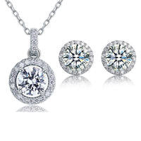 925 Sterling Silver 5 Carats Round-Cut Created Diamond Pendant And Earrings Set
