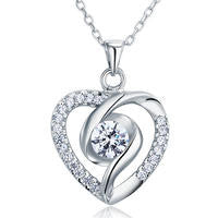 925 Sterling Silver Created Diamond Heart Pendant (0.5 Cttw, G-H Color, I2-I3 Clarity)
