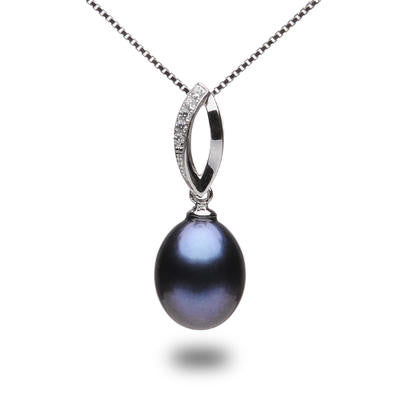 925 Sterling Silver 8-9mm Freshwater Cultured Pearl And Cubic Zirconia Pendant