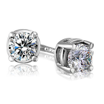 0.2 Carat 14K White Gold Brilliant-Cut Diamond Stud Earrings (0.2 Cttw, G-H Color, I2-I3 Clarity)