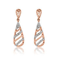 10K Rose Gold Diamond Wave Drop Earrings (0.1 Cttw, G-H Color, I2-I3 Clarity)
