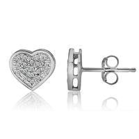 10K White Gold Diamond Heart Stud Earrings (0.08 Cttw, G-H Color, I2-I3 Clarity)