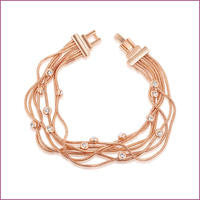 14K Gold Plated Austrian Crystals Chain Bracelet