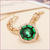 14K Gold Plated Emerald Green Link Chain Bracelet