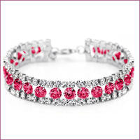 14K Gold Plated Rose Red Cubic Zirconia Tennis Bracelet