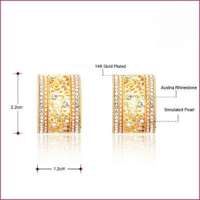14K Gold Plated Simulated Pearl Clip Earrings