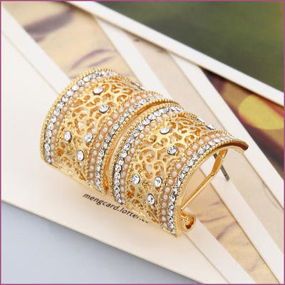 14K Gold Plated Simulated Pearl Clip Earrings