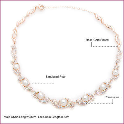 14K Rose Gold Plated Twist Simulated Pearl Necklace
