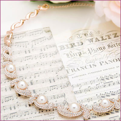 14K Rose Gold Plated Twist Simulated Pearl Necklace
