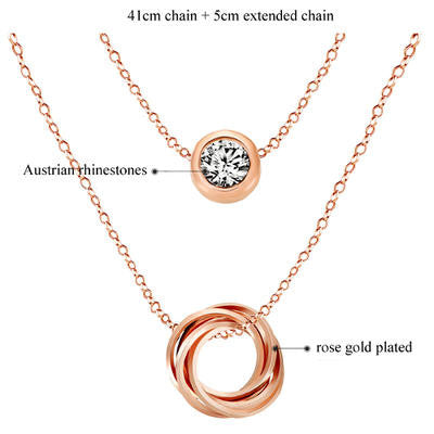 18K Rose Gold Plated Double Layers Pendant Necklace
