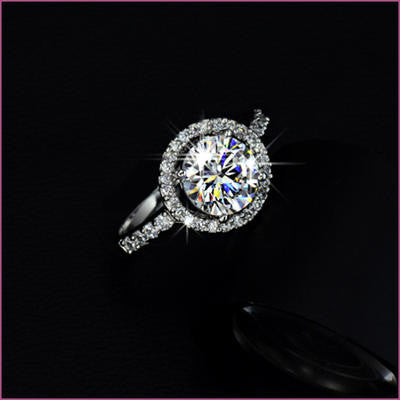 18K White Gold Plated Heart And Arrow Cubic Zircoina Ring