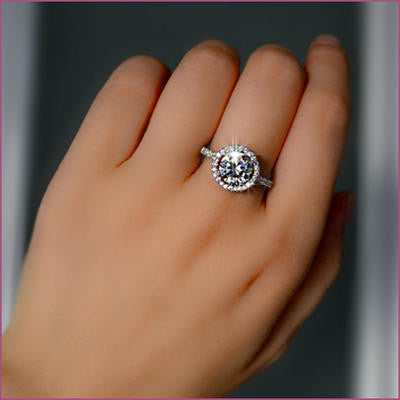 18K White Gold Plated Heart And Arrow Cubic Zircoina Ring