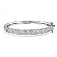 18K White Plated Swiss Cubic Zirconia Cuff Bracelet