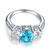 925 Sterling Silver 2 Carat 3 Stone Created Blue Diamond Ring (2 Cttw, G-H Color, I2-I3 Clarity)