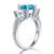 925 Sterling Silver 2 Carat 3 Stone Created Blue Diamond Ring (2 Cttw, G-H Color, I2-I3 Clarity)