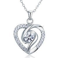 925 Sterling Silver Created Diamond Heart Pendant (0.5 Cttw, G-H Color, I2-I3 Clarity)