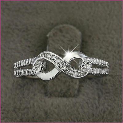 925 Sterling Silver Cubic Zirconia Infinity Ring