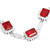 925 Sterling Silver Emerald Cut Created Ruby Bracelet