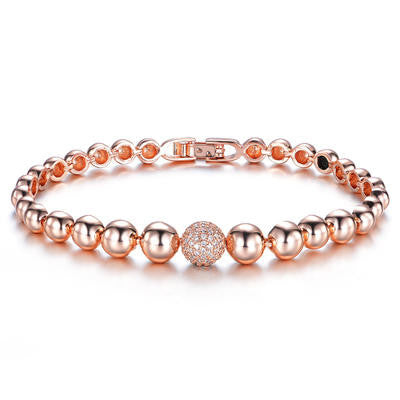 18K Rose Gold Plated Swiss Cubic Zirconia Ball Bracelet