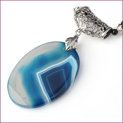 Handmade Cobalt And Black Agate Necklace