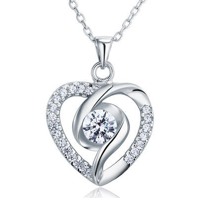 925 Sterling Silver Created Diamond Heart Pendant (0.5 Cttw, G-H Color, I2-I3 Clarity)