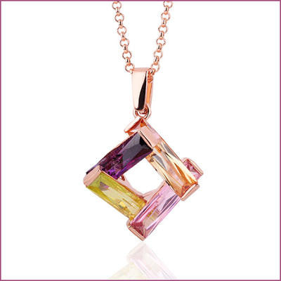 18K Gold Plated Multicolour Rhombus Pendant