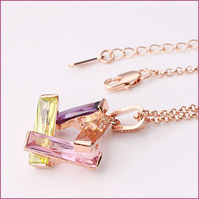 18K Gold Plated Multicolour Rhombus Pendant