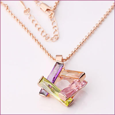 18K Gold Plated Multicolour Rhombus Pendant