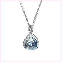 Platinum Plated Blue Austrian Crystals Pendant