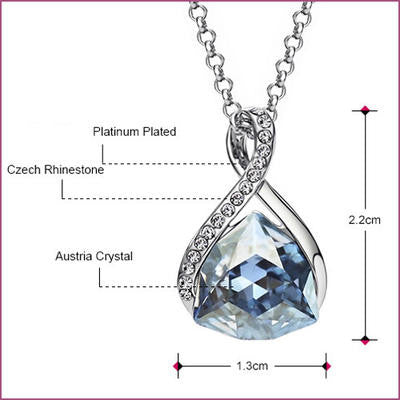 Platinum Plated Blue Austrian Crystals Pendant