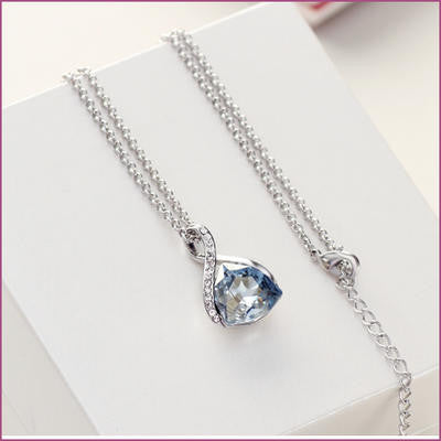 Platinum Plated Blue Austrian Crystals Pendant