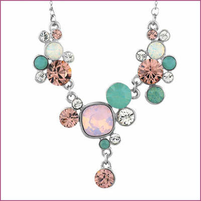 Platinum Plated Multicolor Swarovski Elements Crystal Necklace
