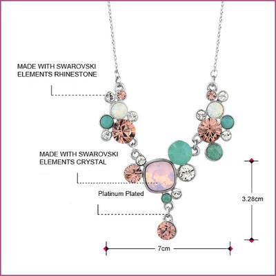 Platinum Plated Multicolor Swarovski Elements Crystal Necklace
