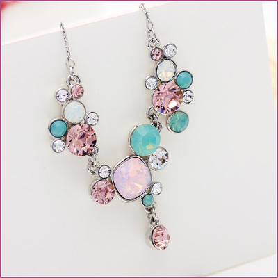 Platinum Plated Multicolor Swarovski Elements Crystal Necklace