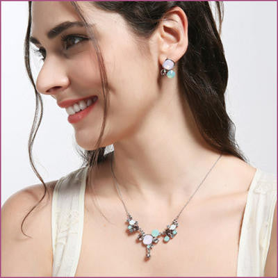Platinum Plated Multicolor Swarovski Elements Crystal Necklace