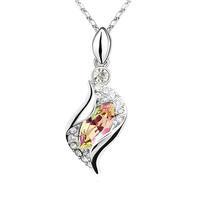 Platinum Plated Swarovski Element Rainbow Tear Drop Pendant