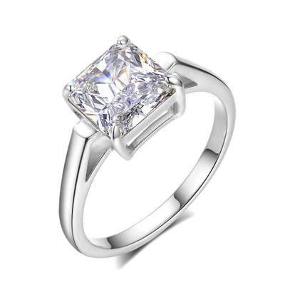 18K White Gold Plated 2.25 Carat Swiss Cubic Zirconia Princess Cut Ring