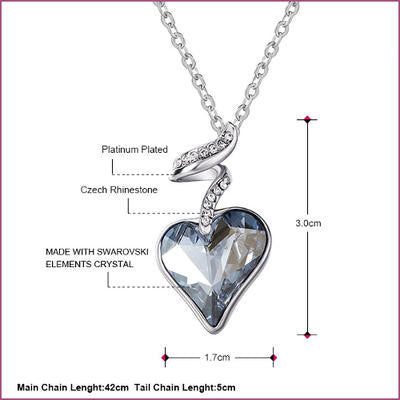 Swarovski Elements Ice Blue Heart Pendant